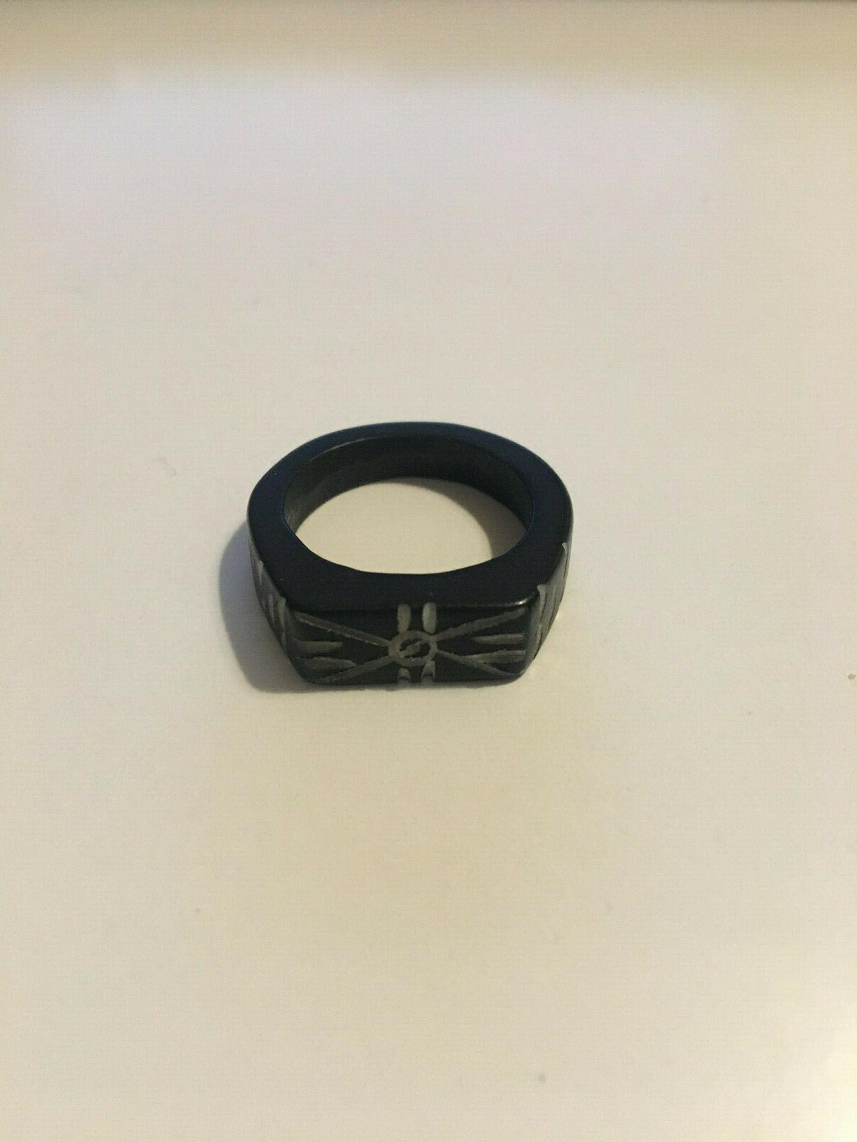 anello in avorio nero artigianale uomo donna