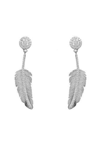 angelo ali piume goccia orecchini argento sterling