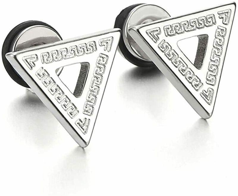 aperto triangolo con motivo chiave greco orecchini