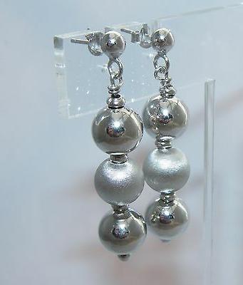 argento 925 orecchini donna perno ciondoli perle