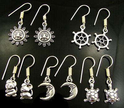 argento 925 placcato ossidato orecchini 5 paia