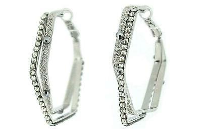 argento doppio esagonale orecchini stile creolo in