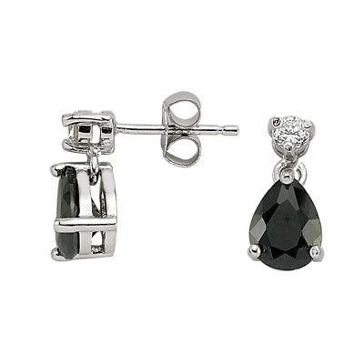 argento nero pera cz lacrime di gioia