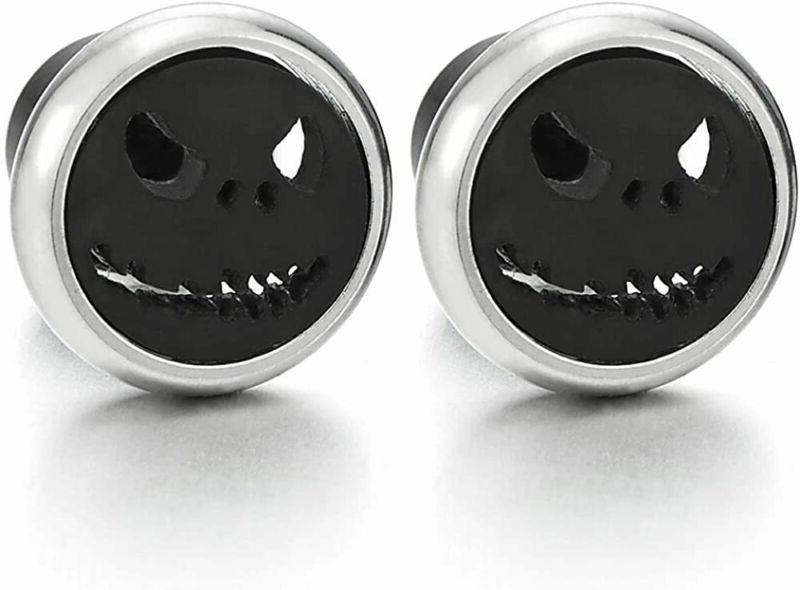 argento nero piccolo mostro cerchio orecchini da