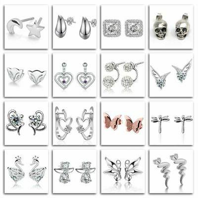 argento placcato perno orecchini semplice grande grande