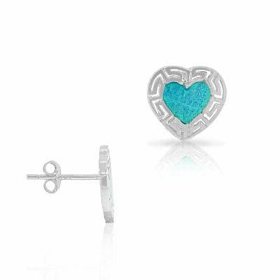 argento sterling blu finto opale cuore amore