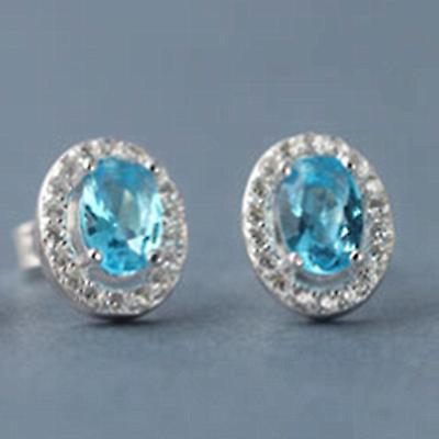 argento sterling blu zirconi acquamarina halo gioielli