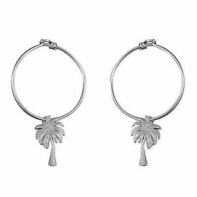 argento sterling cerchio orecchino con palma albero