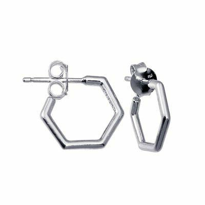 argento sterling esagonale forma semi cerchio orecchini