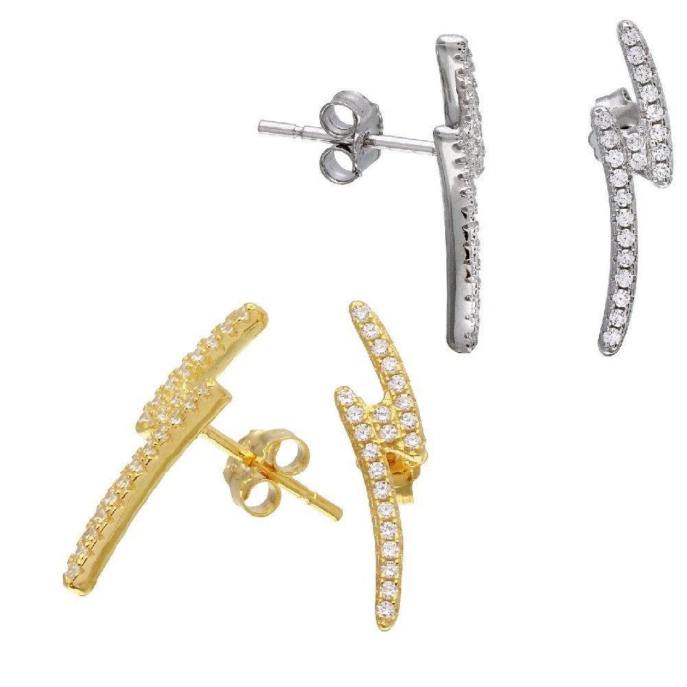 argento sterling fulmine bullone pietre zirconi cubici