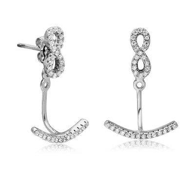 argento sterling infinito pendenti curvo pietre zirconi