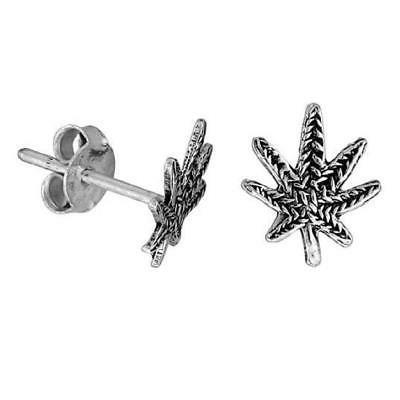 argento sterling marijuana foglia orecchini a lobo