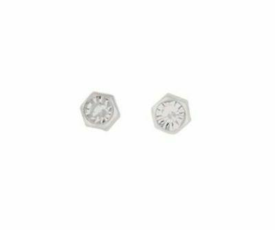 argento sterling piccolo esagonale con pietra orecchini