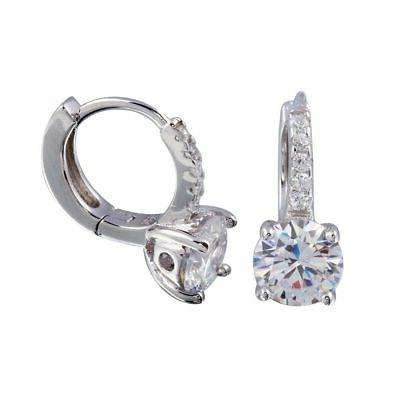 argento sterling stretto cerchio orecchini cz 6mm