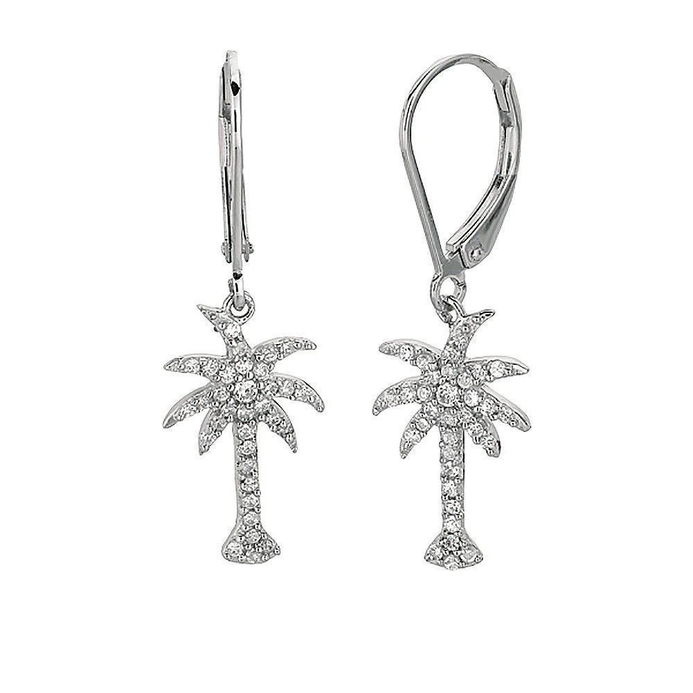 argento sterling zirconia cubica palma albero orecchini