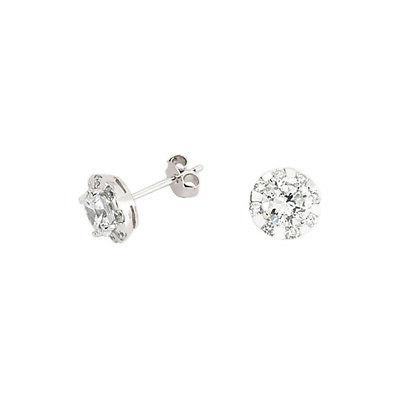 argento zirconia cubica illusione halo orecchini a