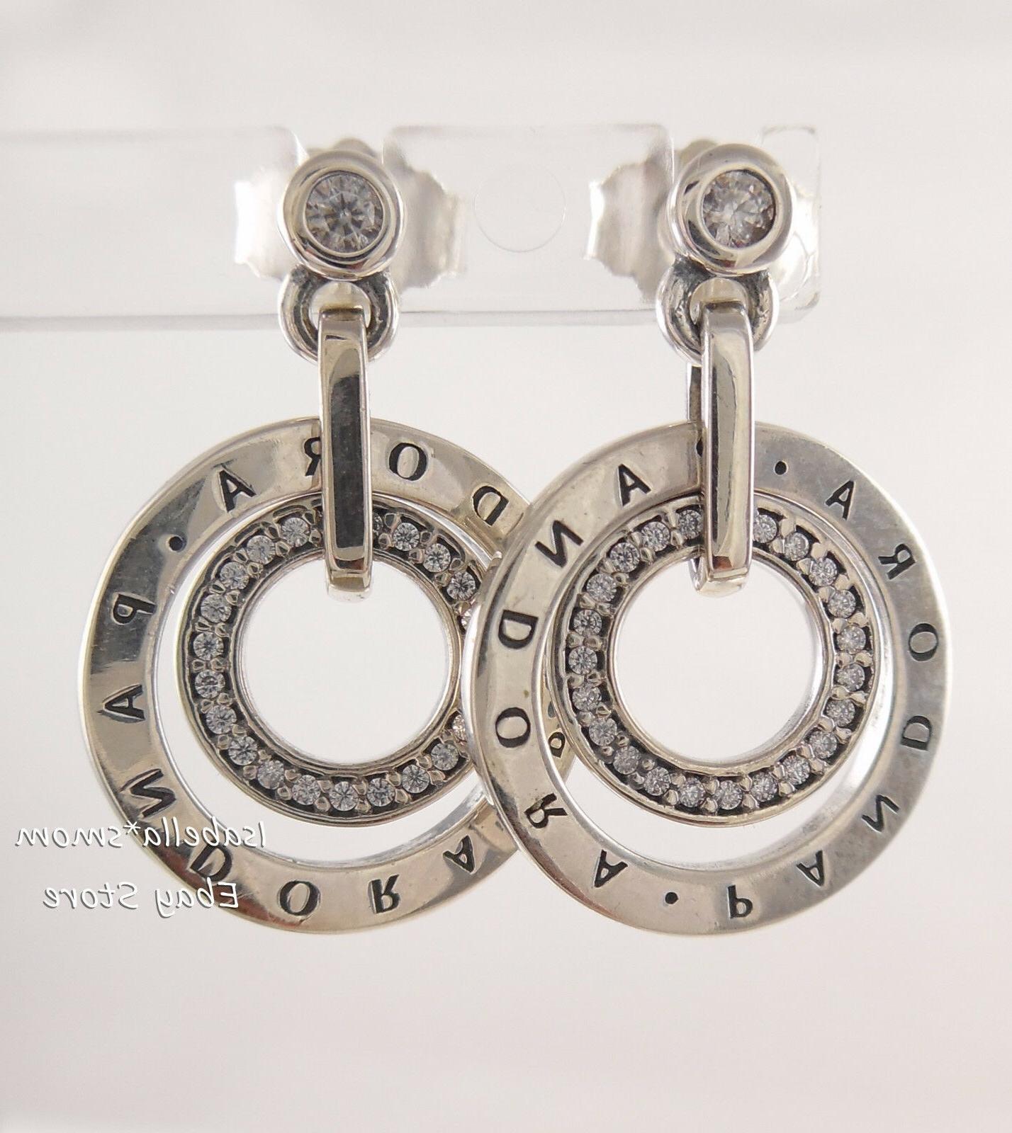 autentico circles logo argento goccia orecchini pendenti