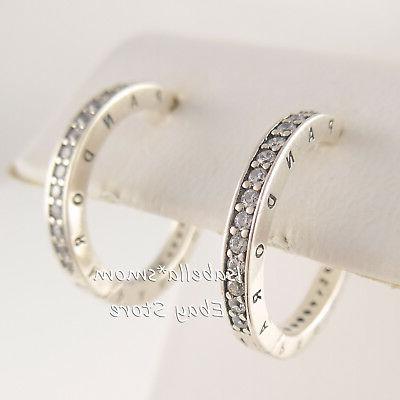 autentico con griffe argento logo orecchini a