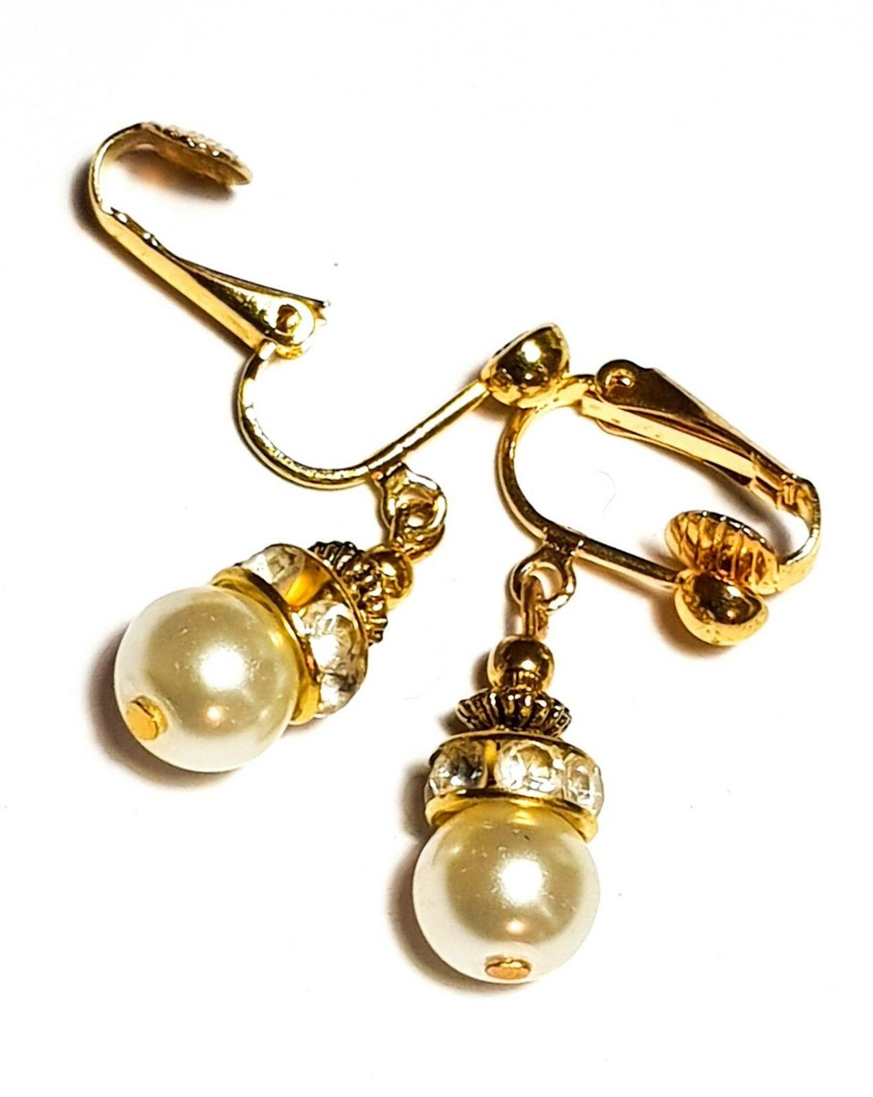 avorio perle clip on orecchini oro vintage
