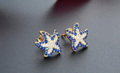 b22 orecchini stella marina con zirconia cristalli