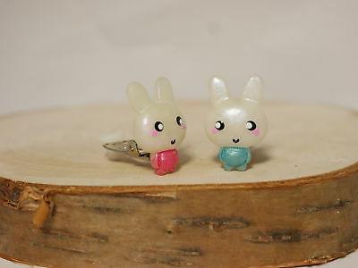 bambini orecchini a clip imbottito lepre turchese