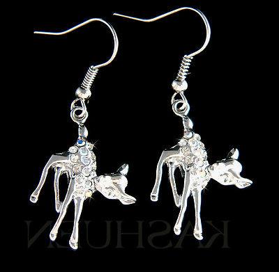 bambino cerbiatto alce in swarovski cristallo orecchini
