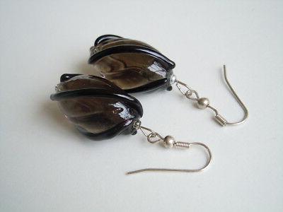 bella grande color argento vetro orecchini lampwork