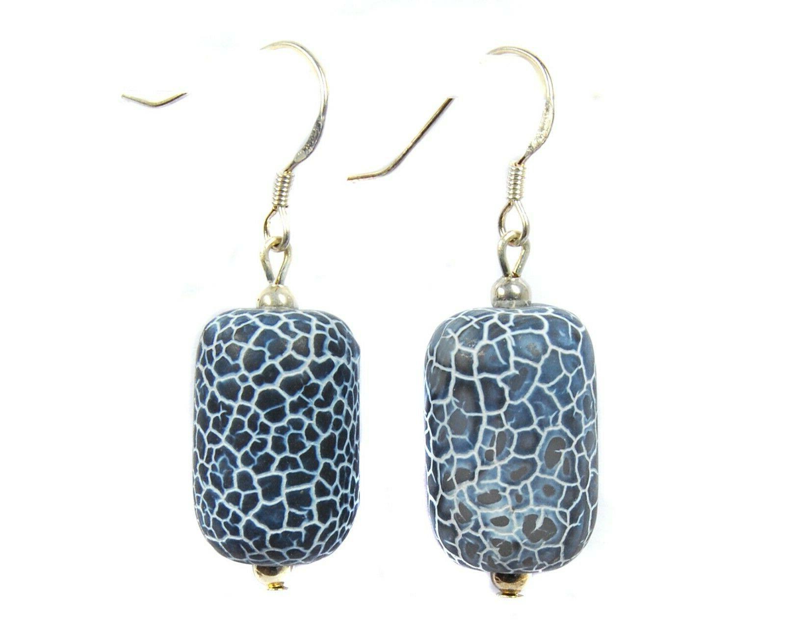 bella orecchini di pietre preziose agata fossili