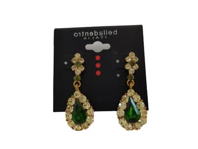 belladentro orecchini pendenti swarovski verde smeraldo