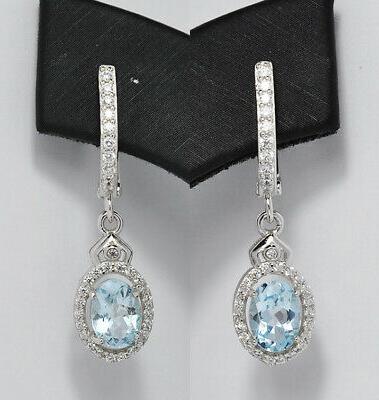 belli orecchini in argento 925 con acquamarine