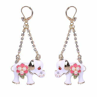 bianco fortuna elefante pendenti stile vintage donna