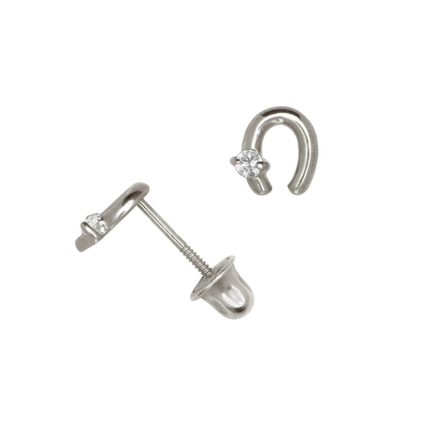 bianco zirconia cubica ferro di cavallo orecchini