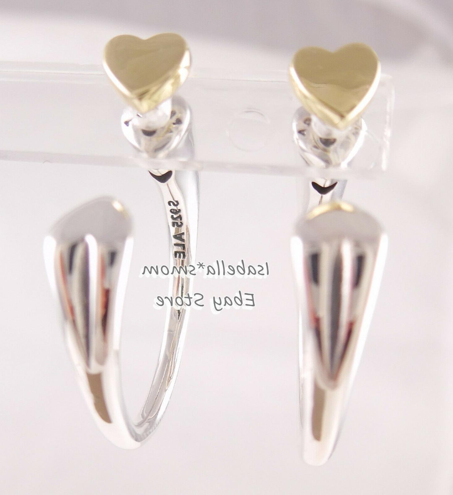 bicolore cuore autentico argento oro orecchino love