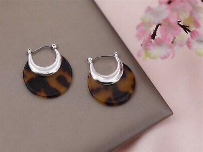 bigiotteria orecchini argento creolo marrone tartaruga sempl