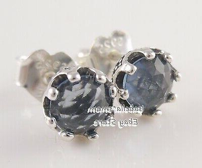 blu luccicante corona autentico orecchini a lobo