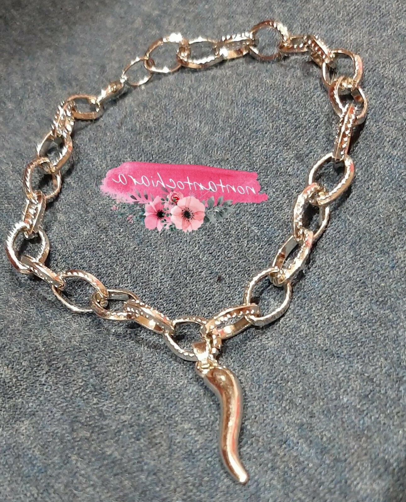bracciale con corno porta fortuna fatto a