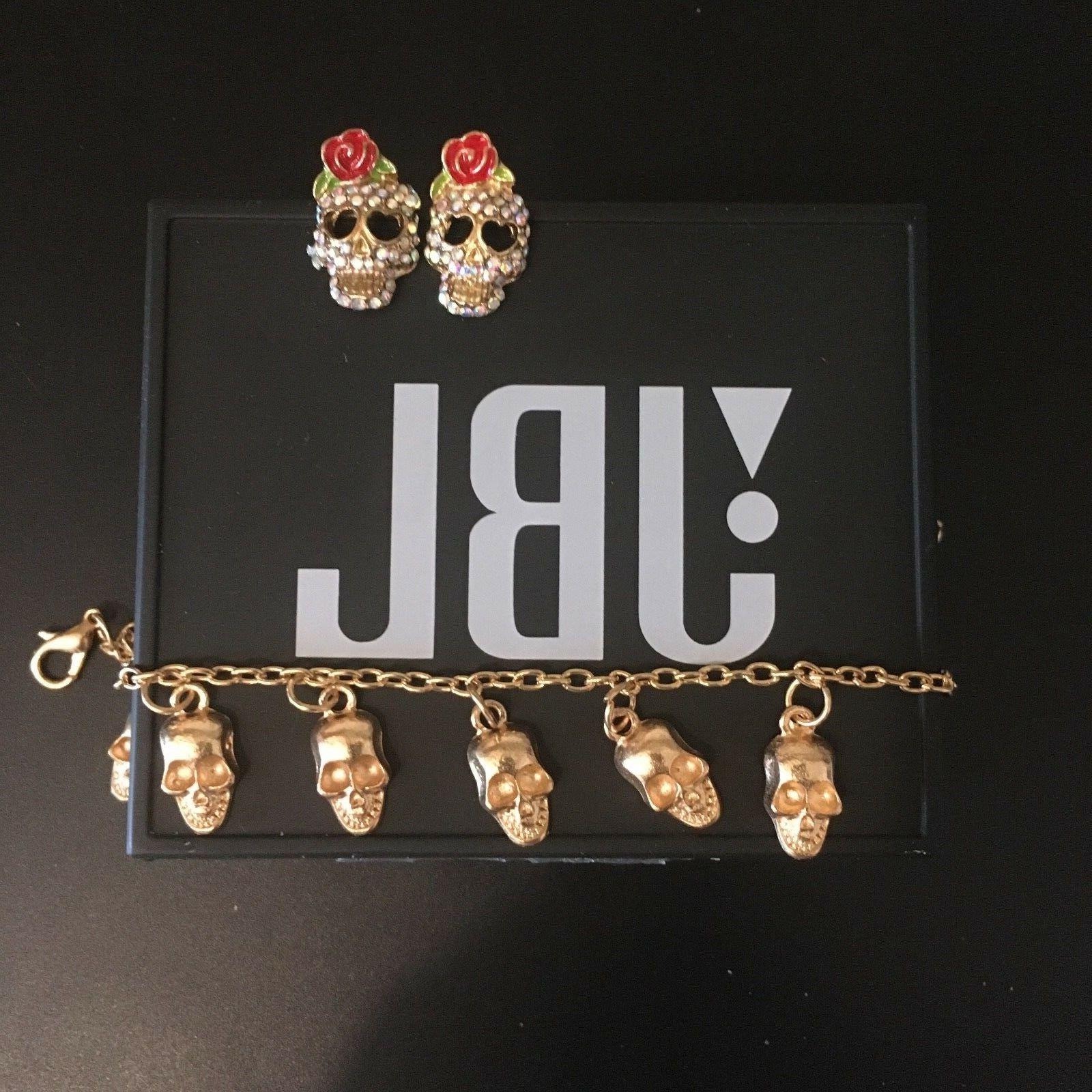 bracciale orecchini brillantini teschio idea regalo solo