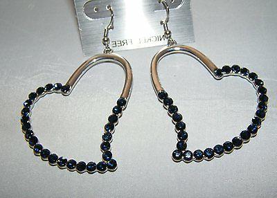 brillanti orecchini p argento grandi cuori strass