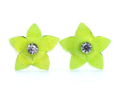 carini verde curvo piccolo resina orecchini fiori