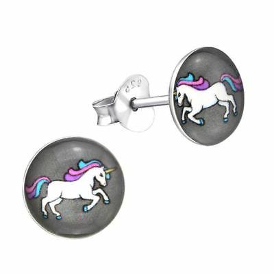 carino bambini rotondo unicorno orecchini a lobo