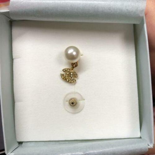 cc logo perle pietra bottone piercing orecchino