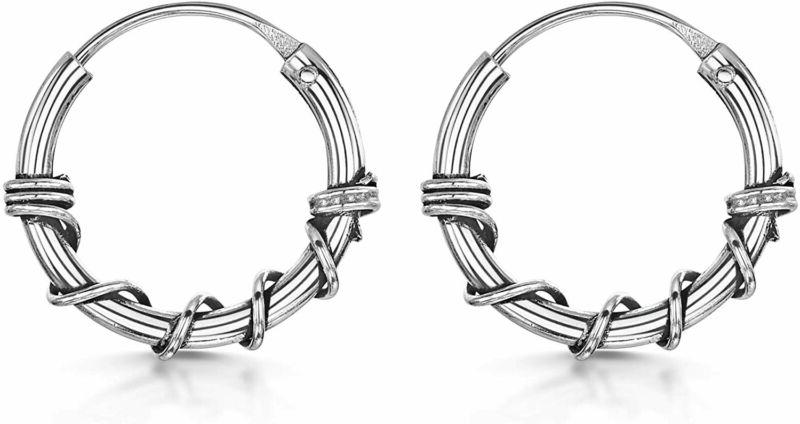 cerchi tribali in argento sterling 925 orecchini