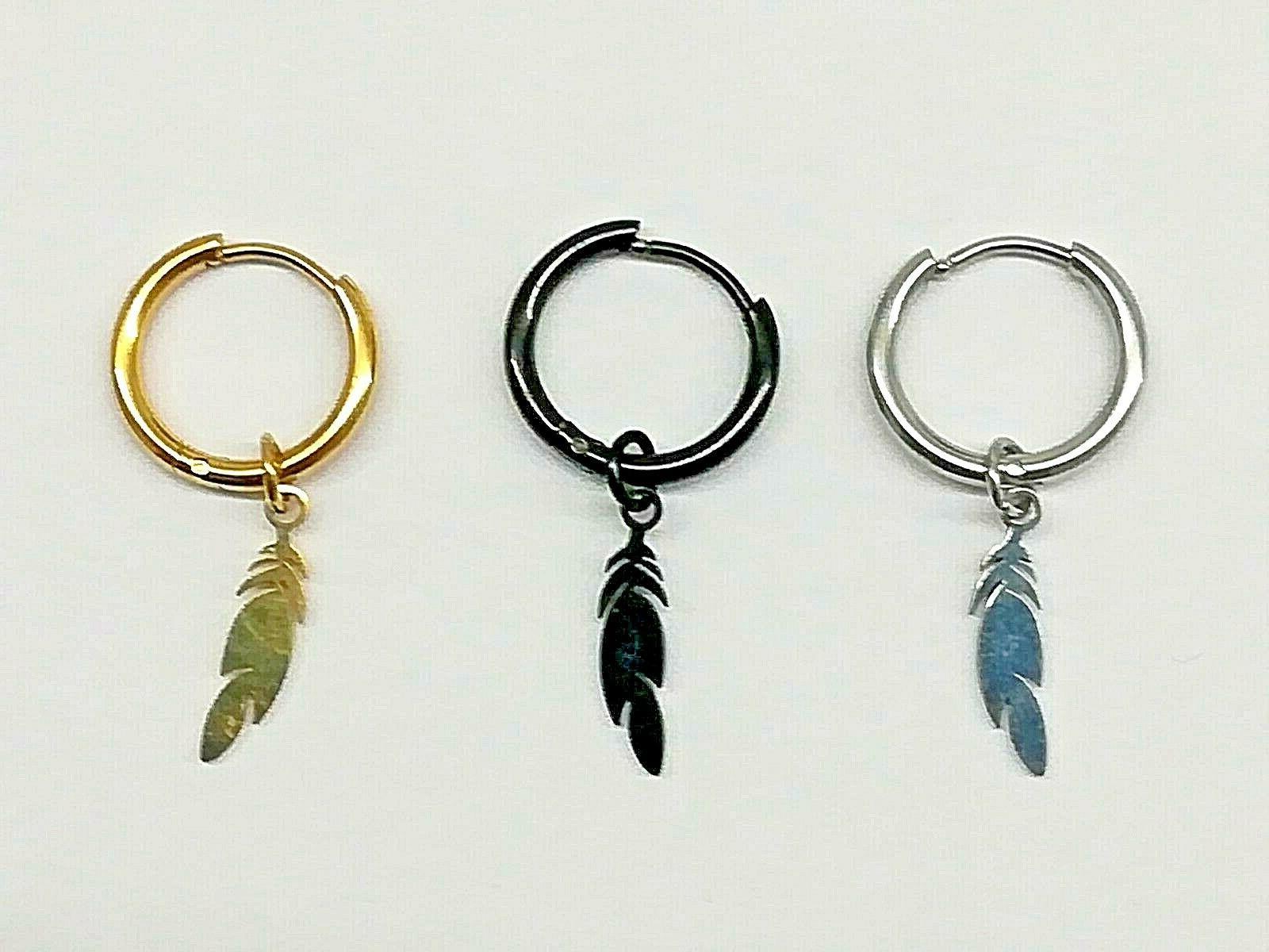 cerchietto con piuma orecchino con pendente acciaio