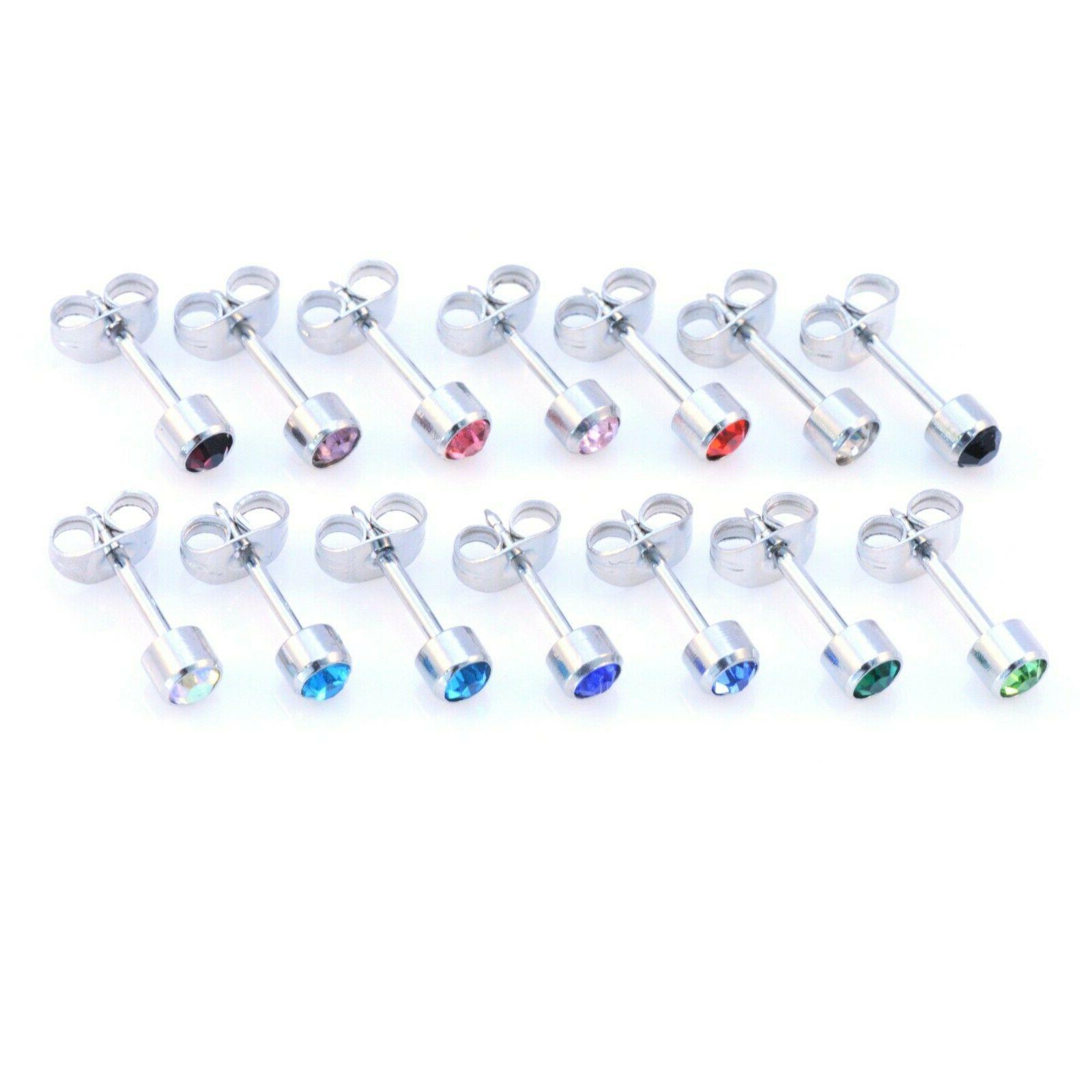 chirurgico acciaio cristallo orecchio borchie orecchini vari