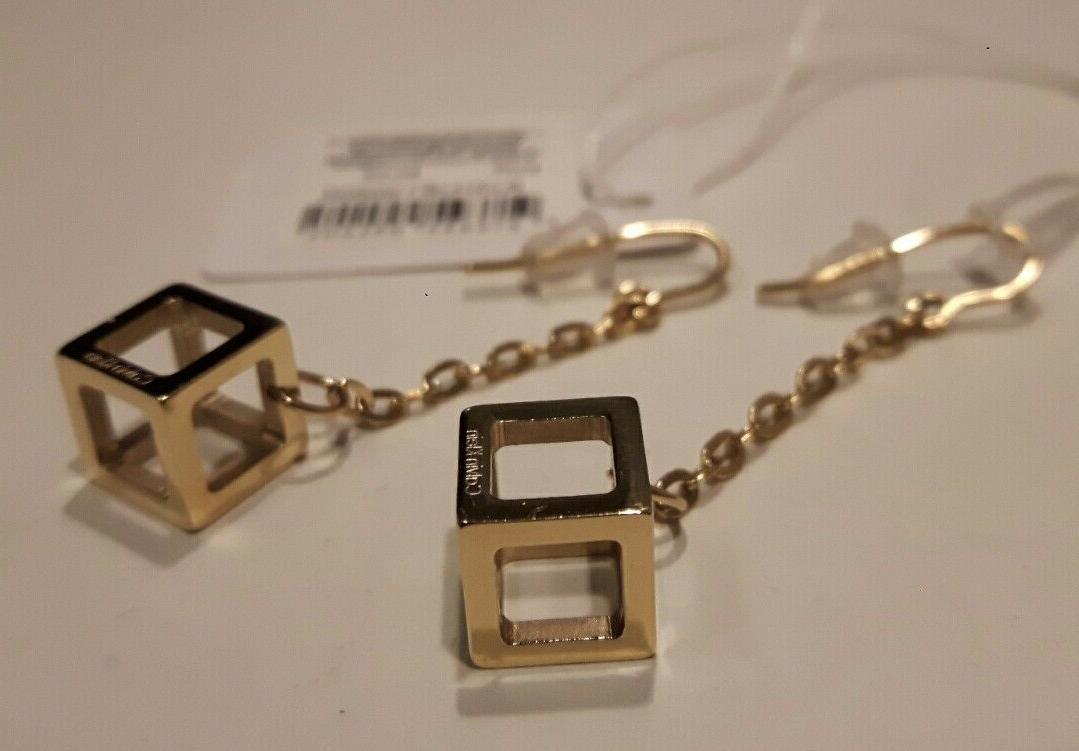 ck orecchini donna pendenti cubo oro pvd