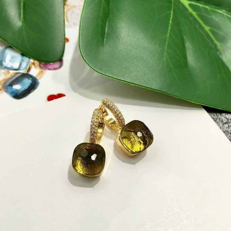 classico sfaccettato caramelle forma zircone pietra orecchin