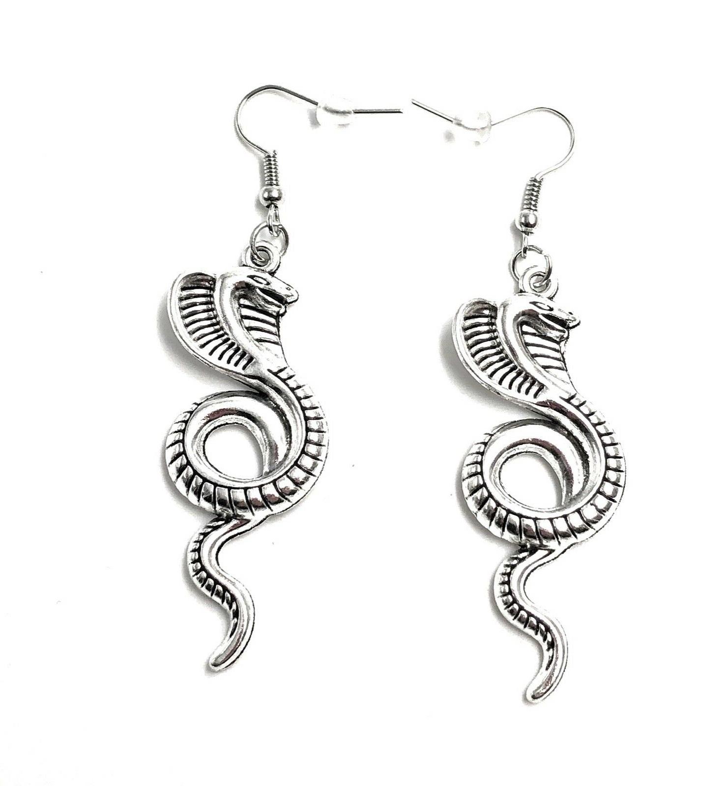 cobra giftschlange orecchini ciondolo in argento metallo