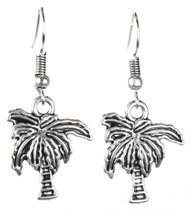 cocco palma albero argento ossidato orecchini jhumka