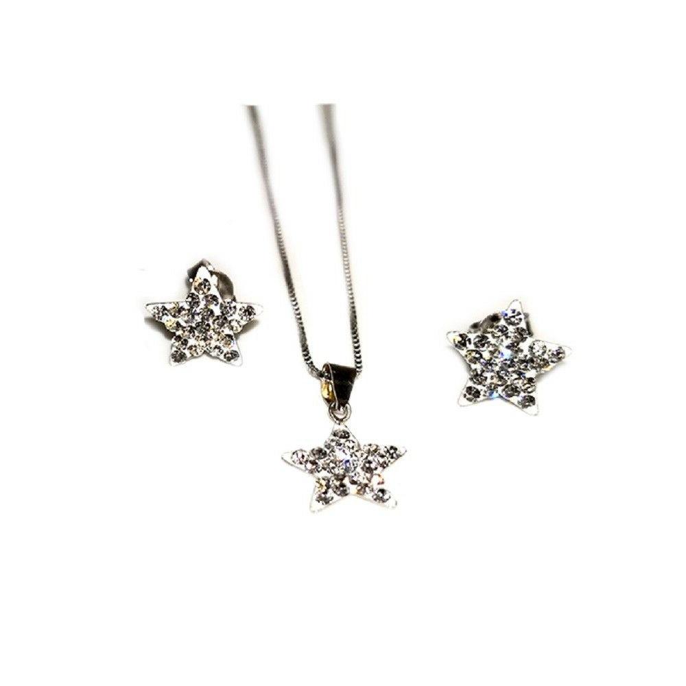 collana con pendente e orecchini in argento