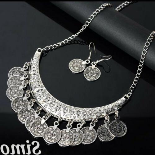 collana donna lunga argento boemia boho orecchini